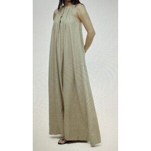 We Wore What Women's Tan and Black Stripe Linen Blend A-Line Maxi Dress Size XS